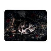 Crimson Gothic Calavera – Zwarte Roos Magneet (Horizontaal)