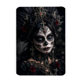 Crimson Gothic Calavera – Zwarte Roos Magneet