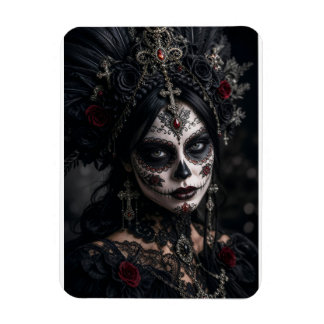 Crimson Gothic Calavera – Zwarte Roos Magneet