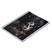 Crimson Gothic Calavera – Zwarte Roos Notitieboek (Linkerzijde)