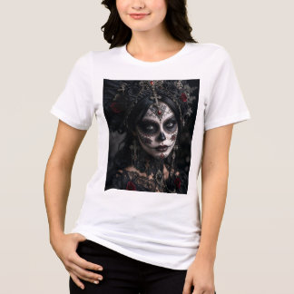 Crimson Gothic Calavera – Zwarte Roos Tri-Blend Shirt