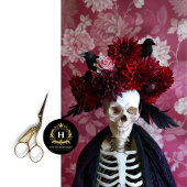 Crimson Gothic Skeleton Raven Halloween Decoupage Tissuepapier