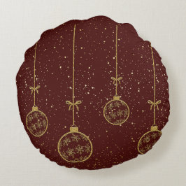 Crimson & Goud Ornament Kerst Ronde Kussen