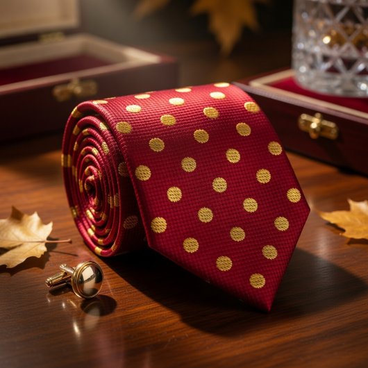 Crimson & Gouden Stippen Stropdas