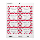 Crimson Grey Chevron Water Bottle - pas het aan! Etiket (Full Sheet)