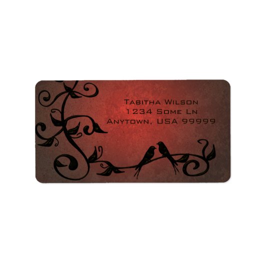 Crimson Grunge Swirls Adres Label (Voorkant)