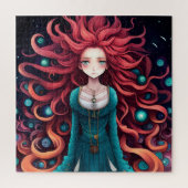 Crimson Haired Anime Vrouw Legpuzzel (Verticaal)