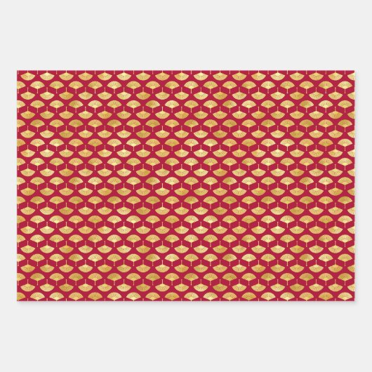 Crimson Harmony: Japans patroon inpakpapier (Voorkant 3)