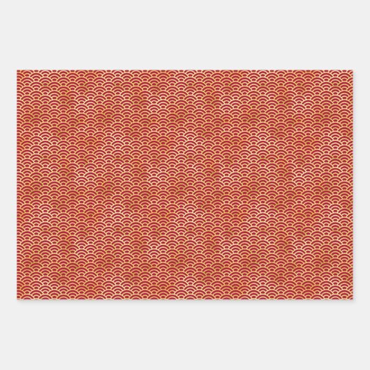 Crimson Harmony: Japans patroon inpakpapier (Voorkant)