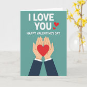 Crimson Heart Hands Love Card Kaart (Gele Bloem)