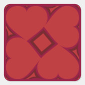 Crimson Hearts Pattern Vierkante Sticker (Voorkant)