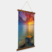 Crimson Horizon Over Gentle Waters Hangend Wandkleed (Gebogen)