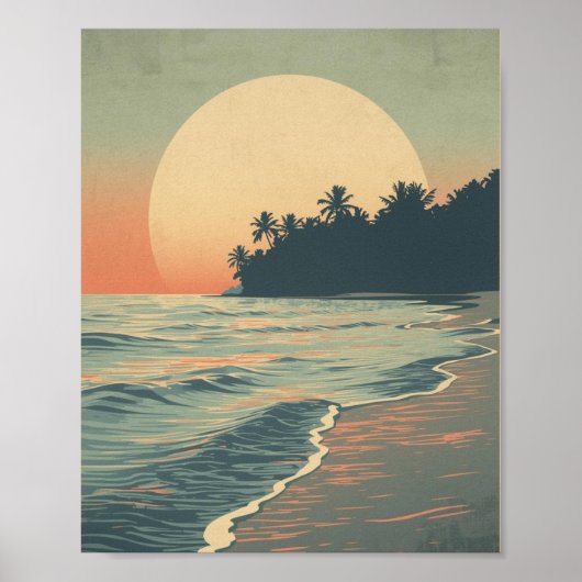 Crimson Horizon: Serene Zee Sunset Poster (Voorkant)