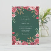 Crimson Hunter Ranunculus Eucalyptus Bruiloft Kaart (Staand voorkant)
