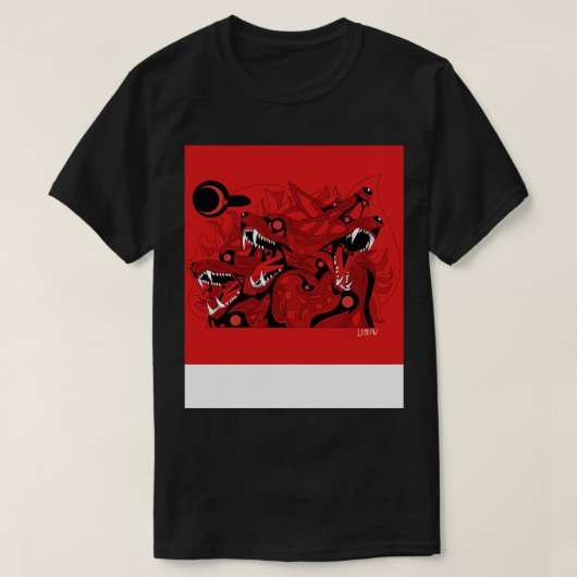 Crimson in bloed Cadejo Hound van Cerberus hond T-shirt (Design voorkant)
