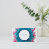 Crimson in Ocean Blue waterverf Visitekaartje (Staand voorkant)