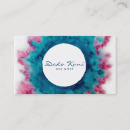 Crimson in Ocean Blue waterverf Visitekaartje