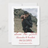 Crimson Jagged Lijst Photo Save the Date Aankondiging (Voorkant)