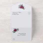 Crimson KerstRose Bouquet Weddenschap All In One Uitnodiging (Buitenkant)