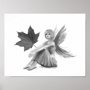 Crimson King Maple Fairy met Leaf Poster