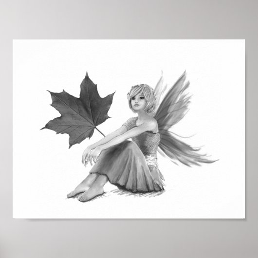 Crimson King Maple Fairy met Leaf Poster (Voorkant)