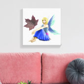 Crimson King Maple Tree Fairy met Leaf Canvas Afdruk (Insitu (Woonkamer))