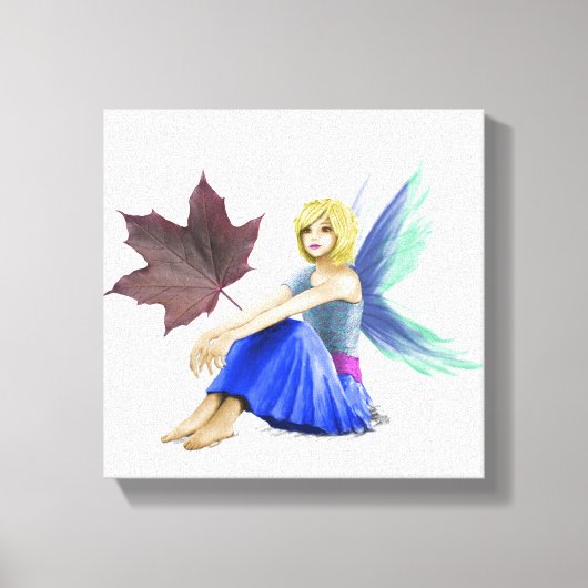 Crimson King Maple Tree Fairy met Leaf Canvas Afdruk (Voorkant)