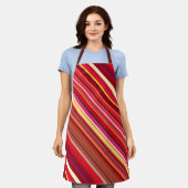 Crimson laat rode, gele en Paarse streep achter Schort (Gedragen)