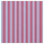 Crimson & Light Sky Blue Lined Pattern Stof (Close Up)