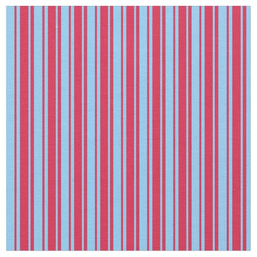 Crimson & Light Sky Blue Lined Pattern Stof (Close Up)