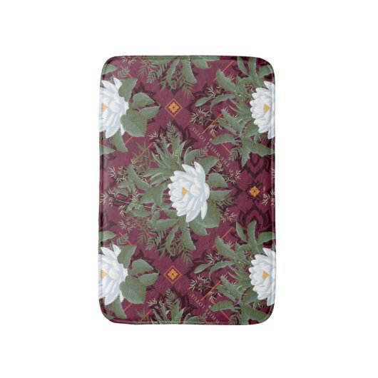 Crimson Lotus Elegance Patroon - De Witte Lotus Badmat (Voorkant Verticaal)