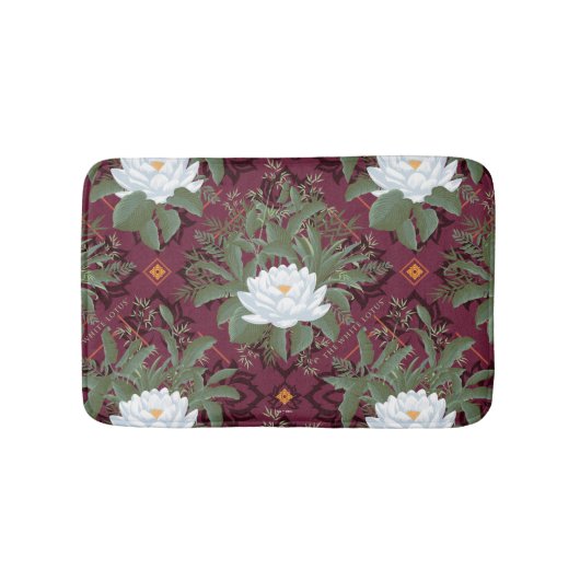 Crimson Lotus Elegance Patroon - De Witte Lotus Badmat (Voorkant)