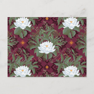 Crimson Lotus Elegance Patroon - De Witte Lotus Briefkaart