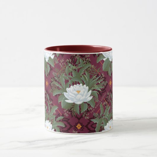 Crimson Lotus Elegance Patroon - De Witte Lotus Mok (Midden)