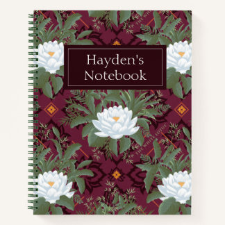 Crimson Lotus Elegance Patroon - De Witte Lotus Notitieboek