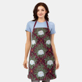 Crimson Lotus Elegance Patroon - De Witte Lotus Schort (Gedragen)