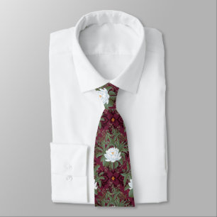 Crimson Lotus Elegance Patroon - De Witte Lotus Stropdas