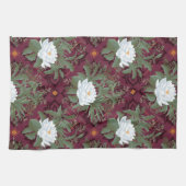 Crimson Lotus Elegance Patroon - De Witte Lotus Theedoek (Horizontaal)