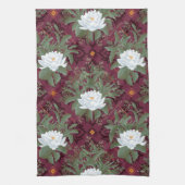 Crimson Lotus Elegance Patroon - De Witte Lotus Theedoek (Verticaal)