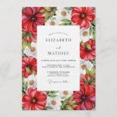 Crimson Lush Botanical Wedding Kaart (Voorkant)
