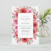 Crimson Lush Spring Wedding Kaart (Staand voorkant)