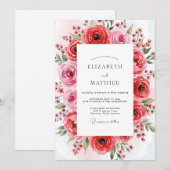 Crimson Lush Spring Wedding Kaart (Voorkant / Achterkant)