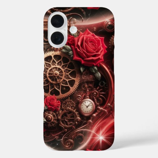 Crimson maakt een reis door Steampunk Realms Case-Mate iPhone Case (Achterkant)