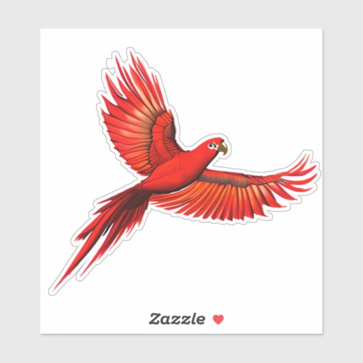 Crimson Macaw / rode papegaai tijdens de vlucht Sticker (Vel)