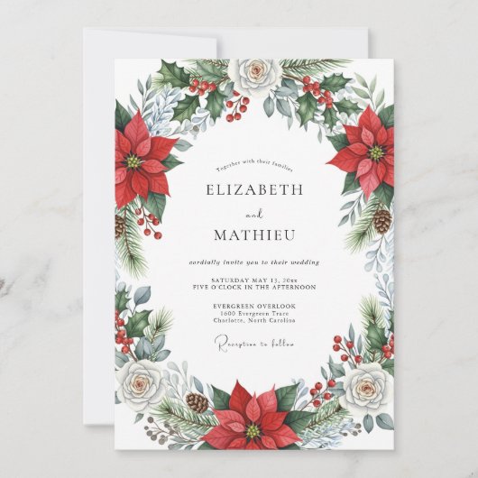 Crimson Majestic Winter Wedding Kaart (Voorkant)