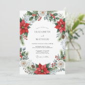 Crimson Majestic Winter Wedding Kaart (Staand voorkant)
