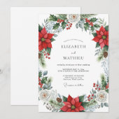 Crimson Majestic Winter Wedding Kaart (Voorkant / Achterkant)