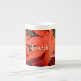 Crimson Maple Leaves - Gepersonaliseerd Porselein Kop