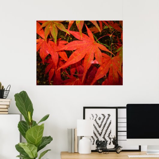 Crimson Maple Leaves - Gepersonaliseerd Poster (Thuiskantoor)