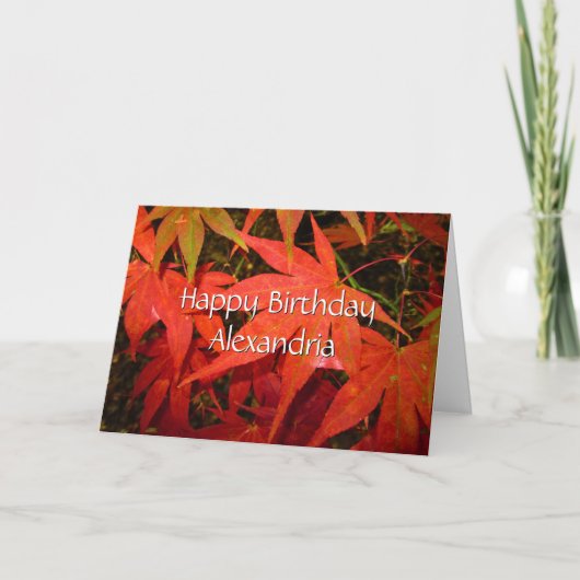 Crimson Maple Leaves - Gepersonaliseerde Verjaarda Kaart (Voorkant)